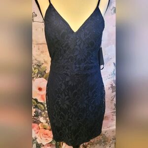 Elegant Navy Lace Dress